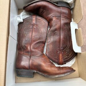 Frye Dark Brown Leather Western Boots